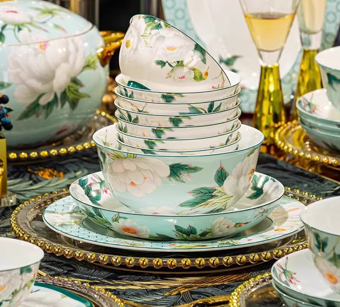 Celadon Floral Table Service