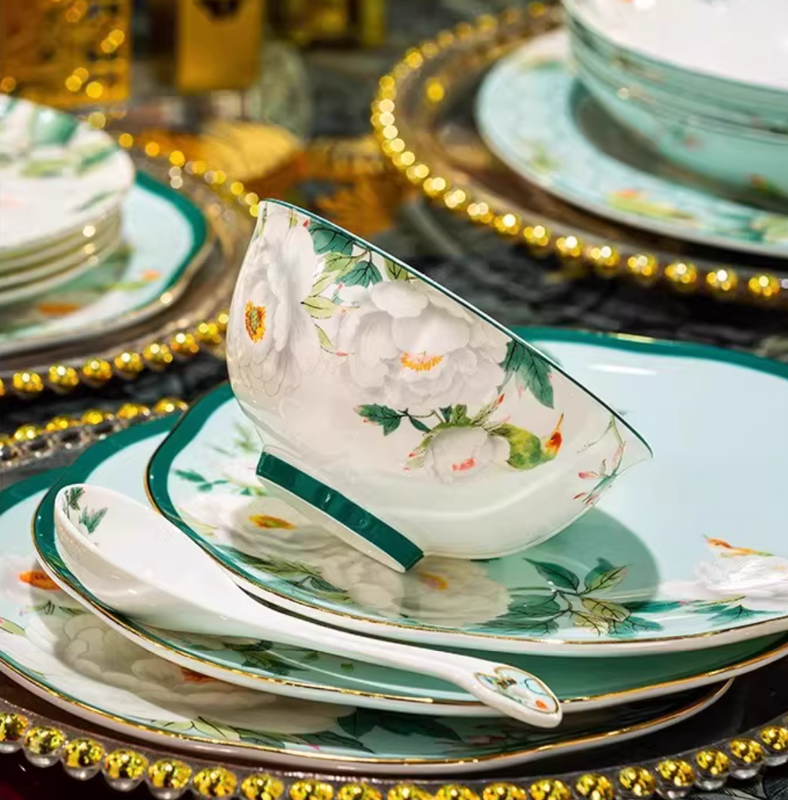 Celadon Floral Table Service
