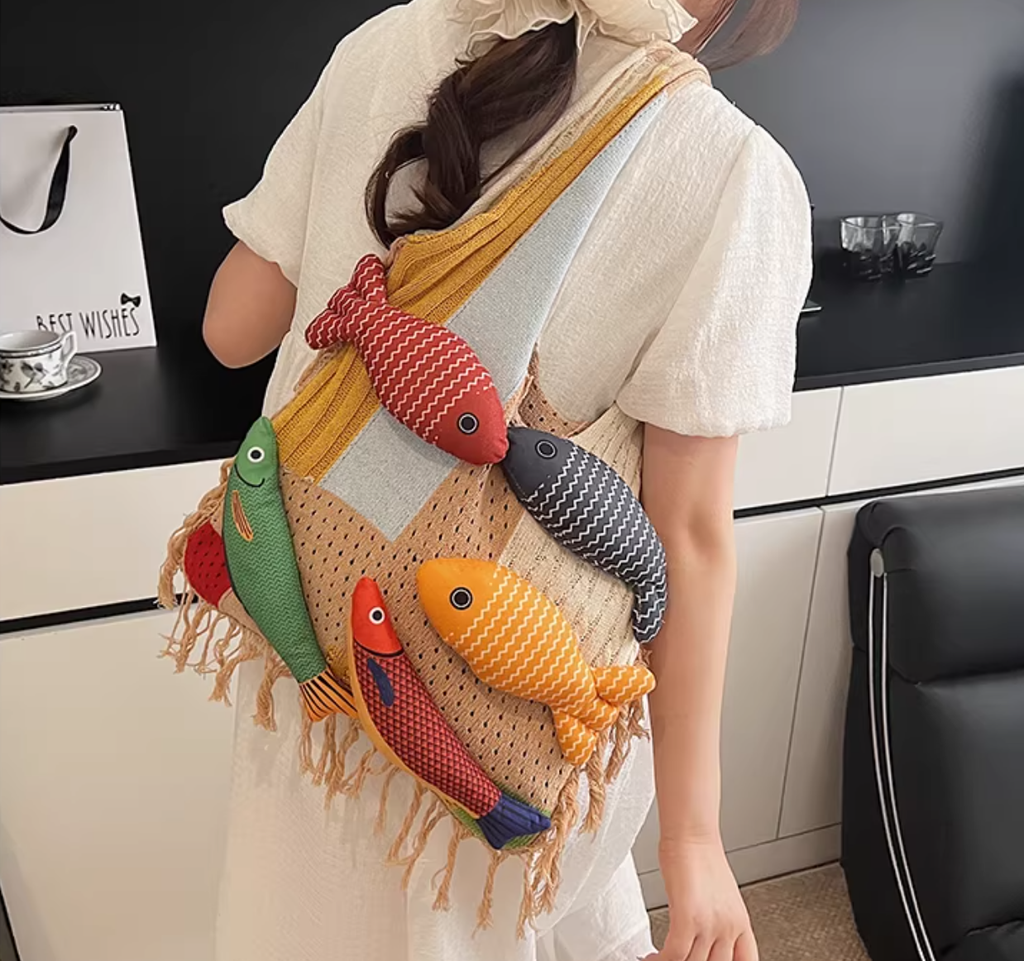 Designer Knitted Fish Bag (Available in 4 Colors)