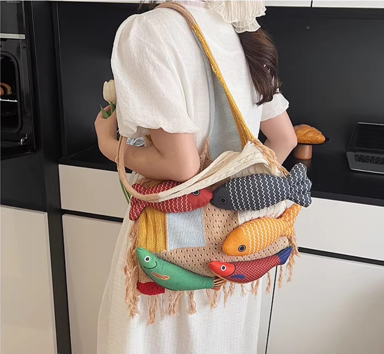 Designer Knitted Fish Bag (Available in 4 Colors)