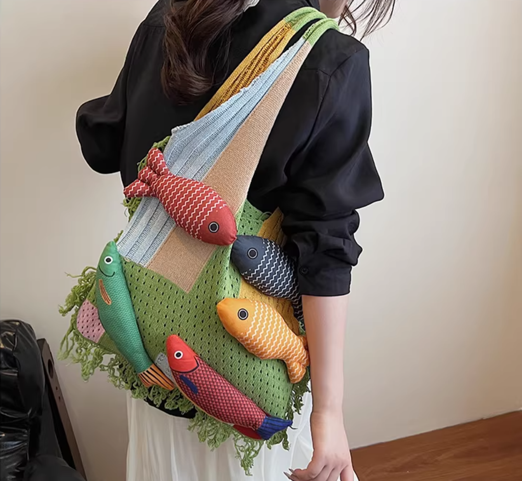 Designer Knitted Fish Bag (Available in 4 Colors)
