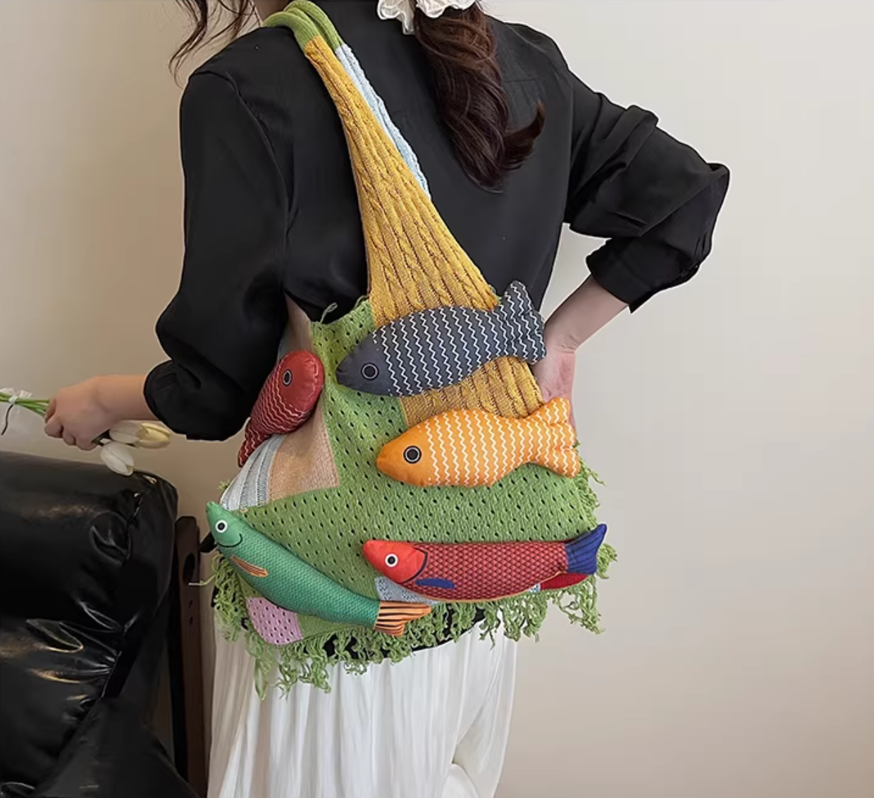 Designer Knitted Fish Bag (Available in 4 Colors)