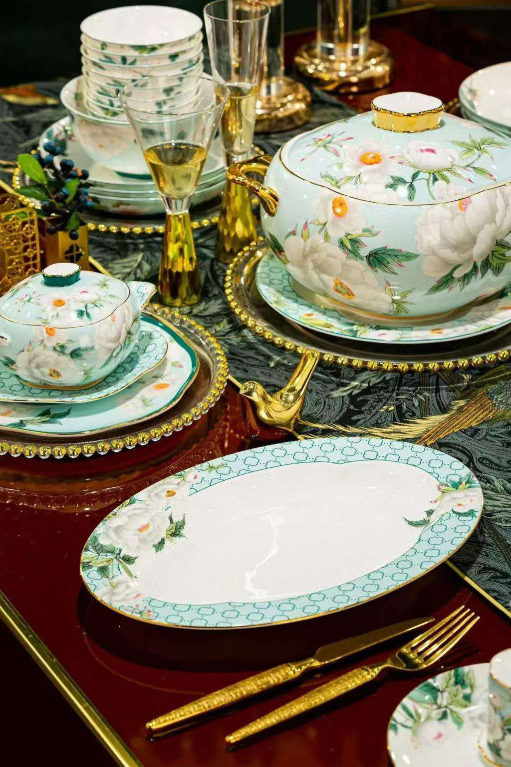Celadon Floral Table Service