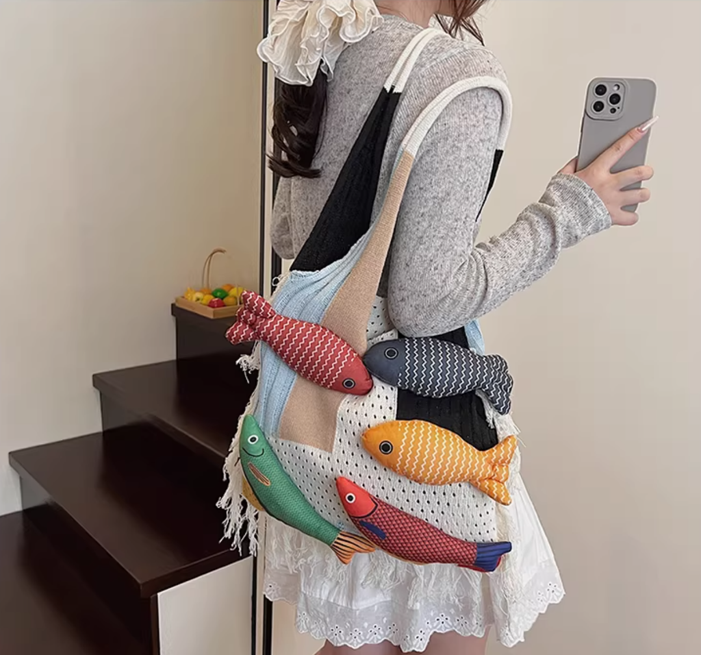 Designer Knitted Fish Bag (Available in 4 Colors)