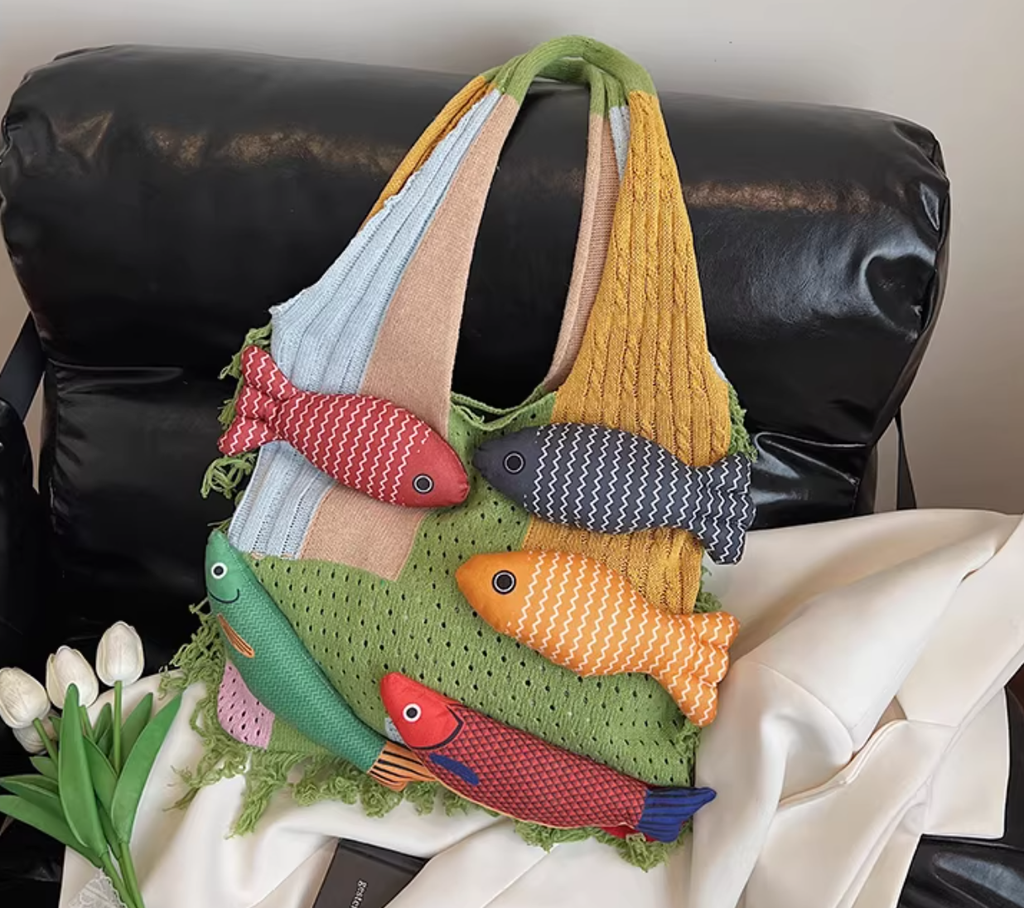 Designer Knitted Fish Bag (Available in 4 Colors)