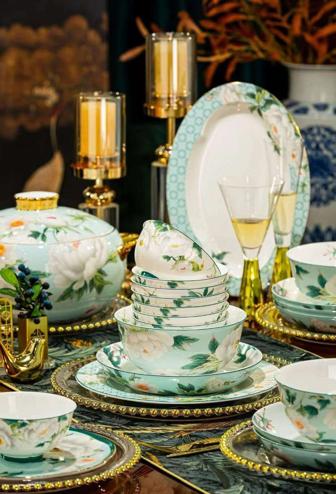 Celadon Floral Table Service