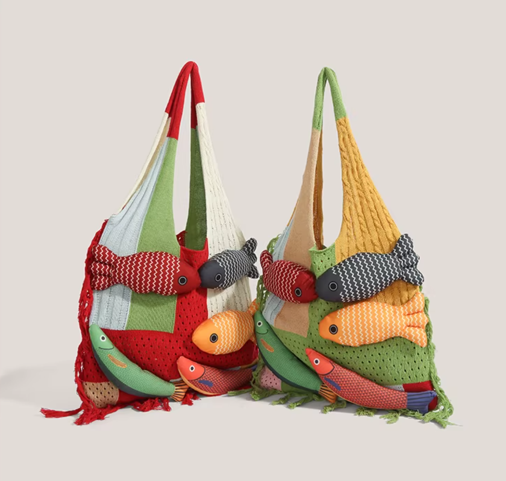 Designer Knitted Fish Bag (Available in 4 Colors)