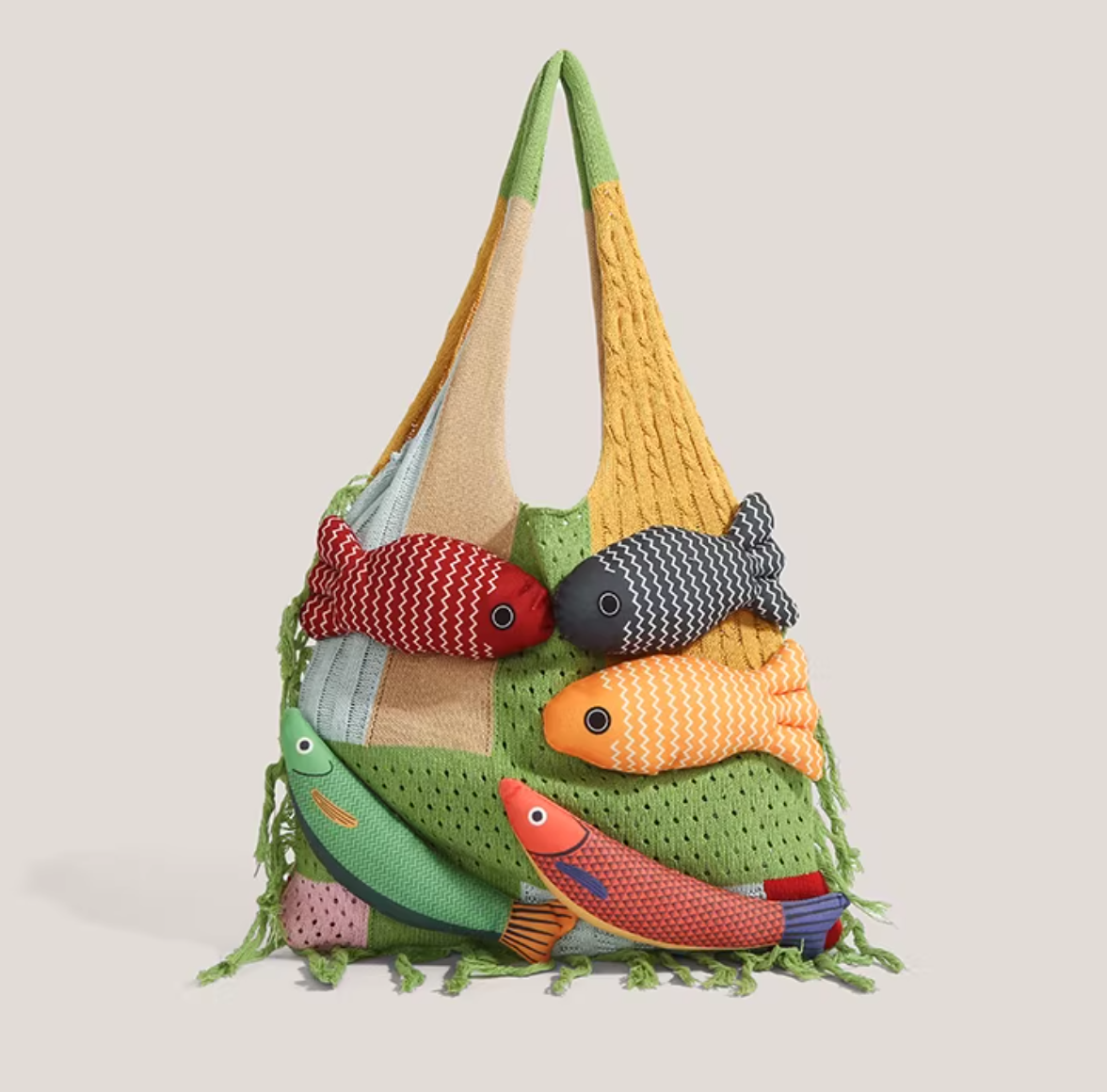 Designer Knitted Fish Bag (Available in 4 Colors)
