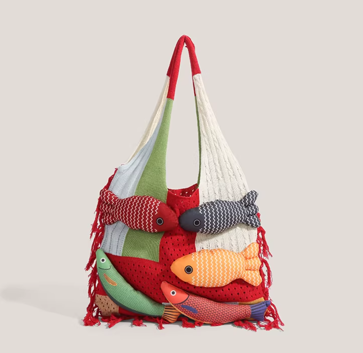Designer Knitted Fish Bag (Available in 4 Colors)