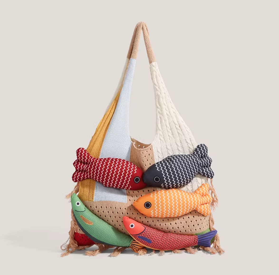 Designer Knitted Fish Bag (Available in 4 Colors)