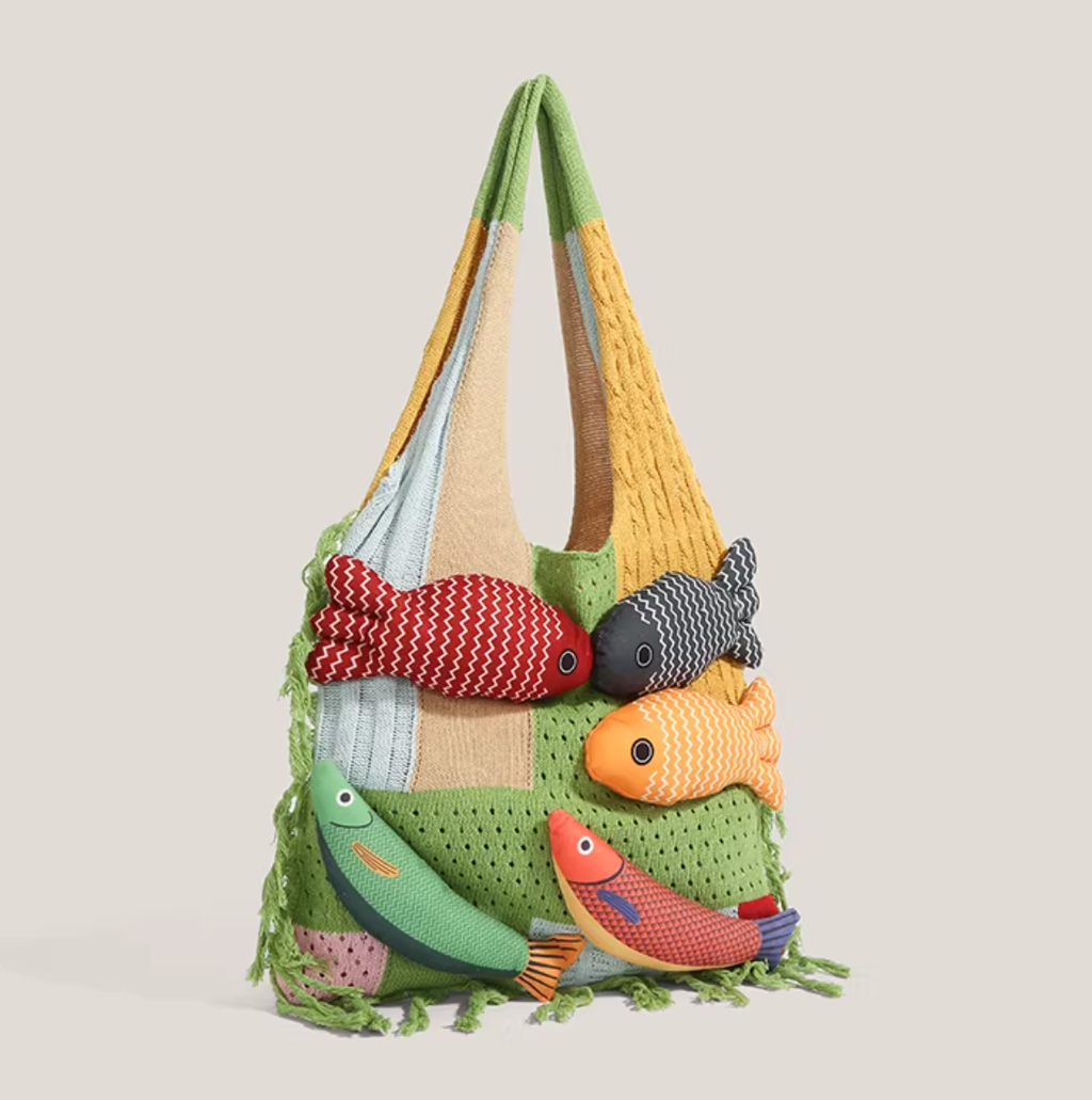 Designer Knitted Fish Bag (Available in 4 Colors)