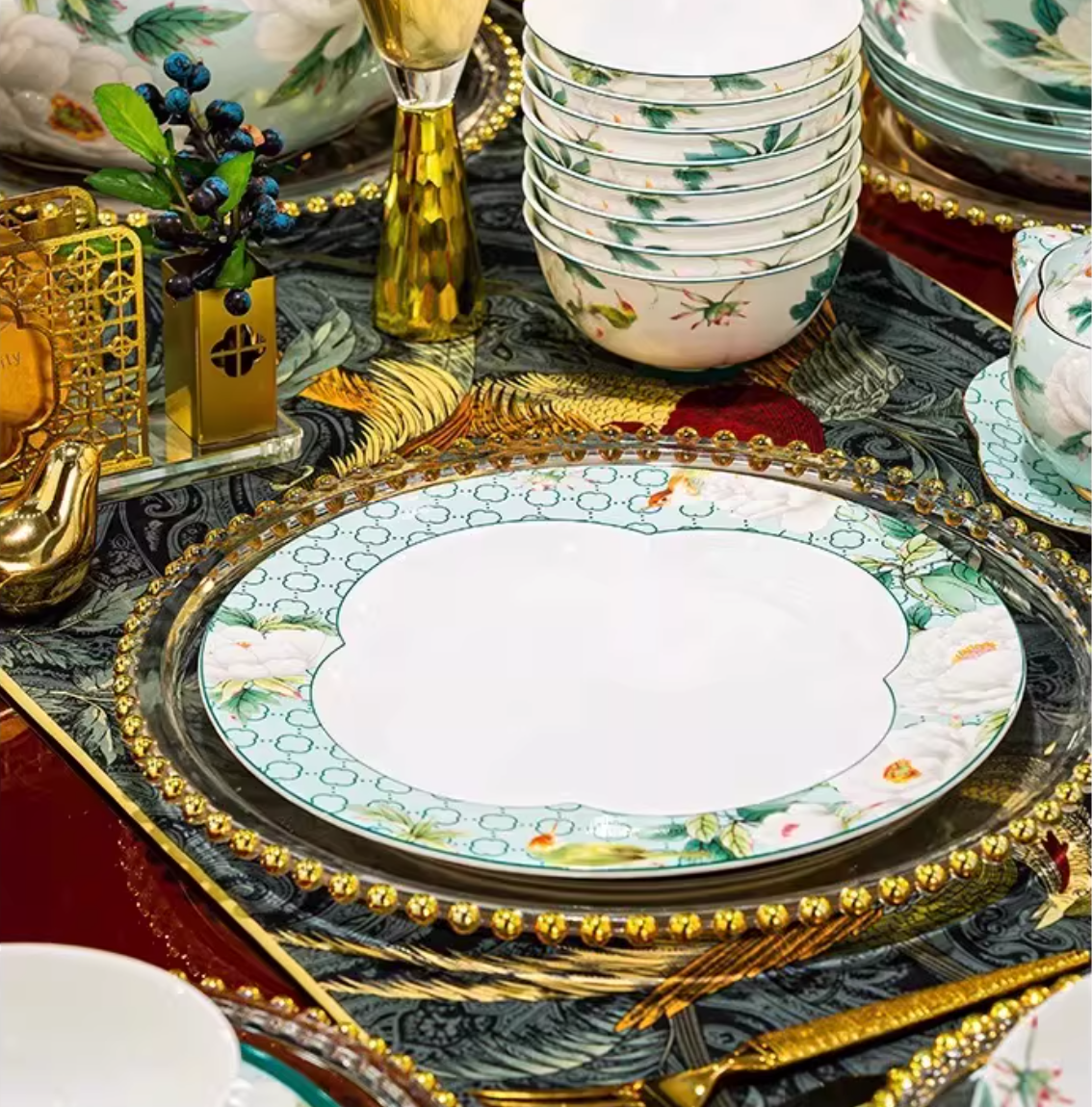 Celadon Floral Table Service