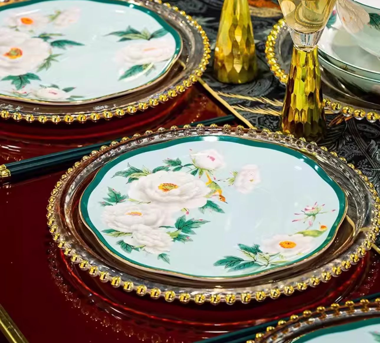 Celadon Floral Table Service